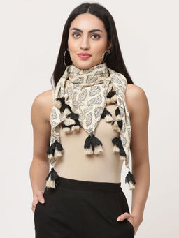 SAVI - Off White Printed Cotton Scarf