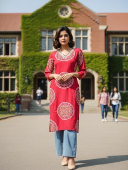 Varanga - Red Printed Regular Fit Kurta