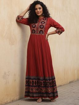 Varanga - Rust Printed Regular Fit Kurta