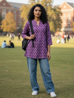 Varanga - Lavender Printed Regular Fit Kurta