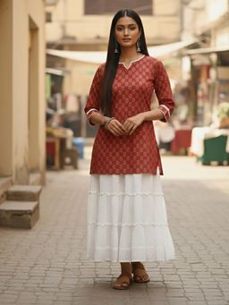 Varanga - Red Printed Regular Fit Kurta