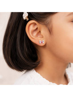 RUHA JEWELS - Classic Bow Girls Silver Stud Earrings (2-12 Years)