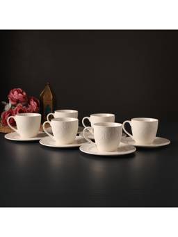 De Maison Decor - White Ceramic Cup with Saucer (Pack of 12)