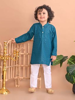 Superminis - Boys Green Rayon Kurta With Pyjama