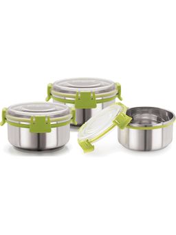 MAGNUS - Steel Plastic Grocery Lunch Boxes (Pack of 3)