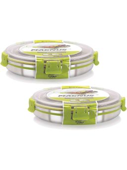 MAGNUS - Steel Plastic Grocery Lunch Boxes (Pack of 2)