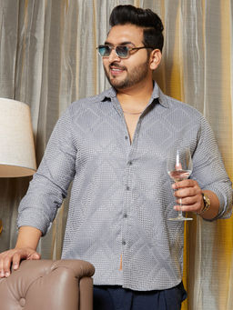 Instafab Plus - Men Flint Grey Shard-Tactile Shirt