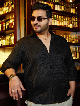 Instafab Plus - Men Obsidian Black Shard-Tactile Shirt