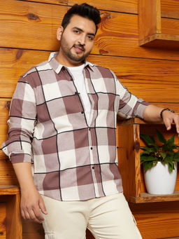 Instafab Plus - Men Grape Purple Framed-Buffalo Regular Shirt