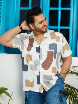 Instafab Plus - Men Multicolour Bristle-Chaos Oversized Shirt