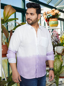 Instafab Plus - Men Lilac Ombre-Plunge Regular Shirt