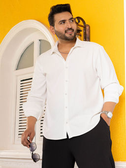 Instafab Plus - Men Chalk White Ridge-Tactile Shirt