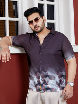 Instafab Plus - Men Grape Purple Marbleized Ombre-Tactile Shirt