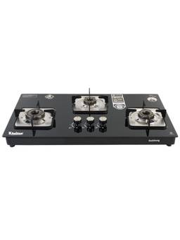 Khaitan - 3 Burner RockStrong TITAN Automatic Black Premium HobTop, Toughened Glass