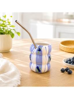 Nilaya Decor - Blueberry bubble sipper (cum tumbler) with straw