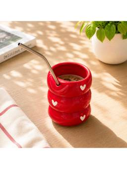 Nilaya Decor - Sweetheart bubble sipper Red (cum tumbler) with straw