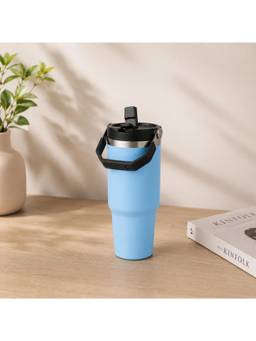nestcase - Stainless Steel Tumbler with Lid and Straw - 900 ml, Blue