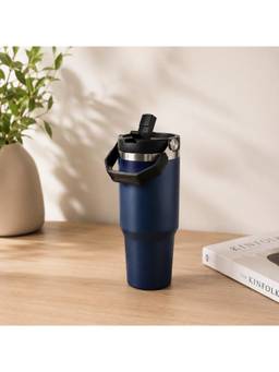 nestcase - Stainless Steel Tumbler with Lid and Straw - 900 ml, Midnight Blue