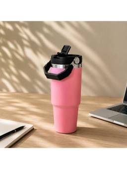 nestcase - Stainless Steel Tumbler with Lid and Straw - 900 ml, Pink