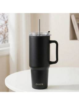 nestcase - 304 Food Grade Stainless Steel Tumbler with Straw - Black