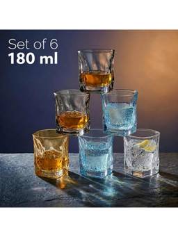 nestcase - 180 ml Coloured Glass Tumbler Pack of 6