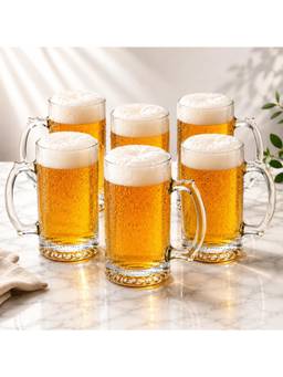 nestcase - Comfort Notched Grip Beer Mug Pack of 6 - 440 ml