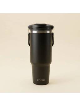 nestcase - 304 Stainless Steel Tumbler with Straw and Top Handle - Black