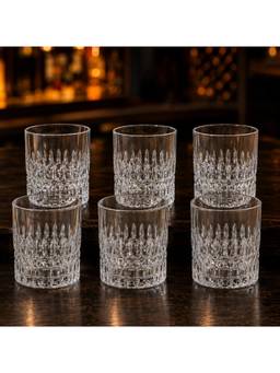 nestcase - Whisky Glasses Set of 6, 300 ml Textured Clear Glasses