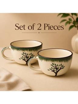 nestcase - Ceramic Tea and Coffee Cup Set of 2 220 ml Tree Design