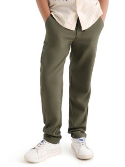 RARE ONES - Boys Jomok-B Olive Linen Solid Regular Fit Trouser