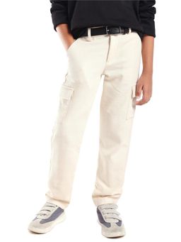 RARE ONES - Boys Masa-B Off White Cotton Solid Regular Fit Cargo