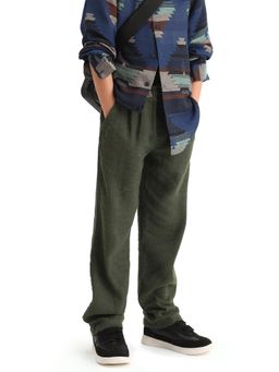 RARE ONES - Boys Quen-B Green Cotton Solid Regular Fit Trouser