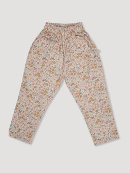 EARLY SUNDAY - Adrien 30S Cotton Twill Floral Print Cream Leggings