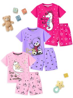 Kuchipoo - Printed Multi-Color T-shirts and Shorts (Pack of 3)