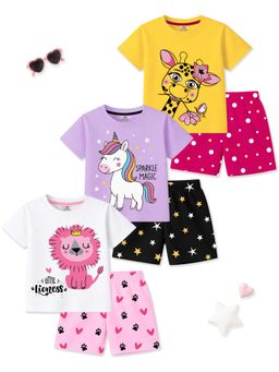 Kuchipoo - Printed Multi-Color T-shirts and Shorts (Pack of 3)
