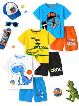 Kuchipoo - Printed Multi-Color T-shirts and Shorts (Pack of 3)