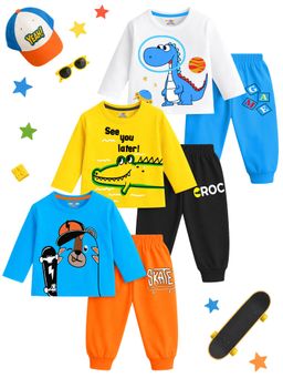 Kuchipoo - Printed Multi-Color T-shirts and Joggers (Pack of 3)