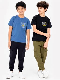 Kuchipoo - Printed Multi-Color T-shirts and Joggers (Pack of 2)