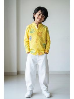 Tales & Stories - Boys Yellow Printed Cotton Shirt