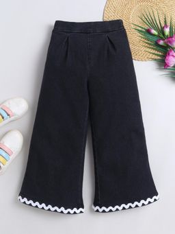 Bright Star Kids Wear - Girls Black Denim Wide Leg Jeans
