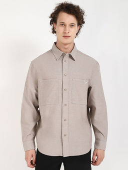 Calvin Klein - Mens Beige Solid Shirt