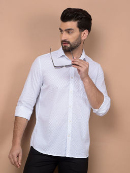 CRIMSOUNE CLUB - Mens Blue Printed Cotton Shirt