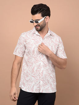 CRIMSOUNE CLUB - Mens Peach Printed Shirt