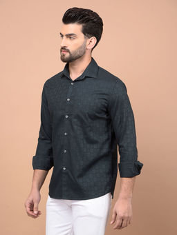 CRIMSOUNE CLUB - Mens Dark Green Printed Shirt