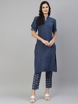 Laado - Indigo Blue Handloom Cotton Kurta With Palazzo (Set of 2)