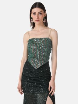 Kazo - x Janhvi Kapoor Multi-Color Sequin Scarf Crop Top