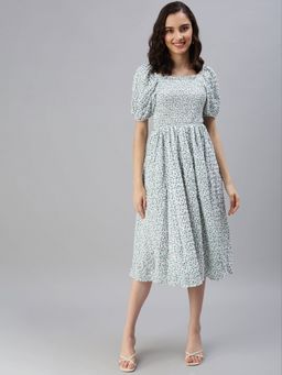 SHOWOFF - Women's Floral Off White Fit And Flare Dress