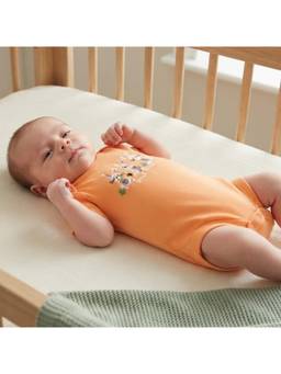 MINI KLUB - Baby Boys Peach Cotton Bunny Print Half Sleeves Bodysuit