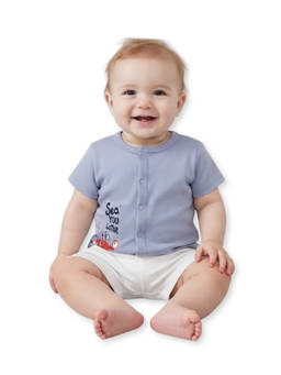 MINI KLUB - Baby Boys Light Blue Cotton Half Sleeves Front Open Vest