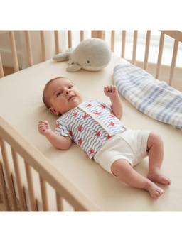 MINI KLUB - Baby Boys White Crab Print Cotton Half Sleeves Front Open Vest